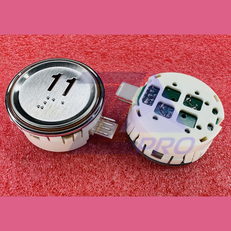 Модуль кнопочный круглый 11 красная подсветка с кодом Брайля AK-29B Sigma