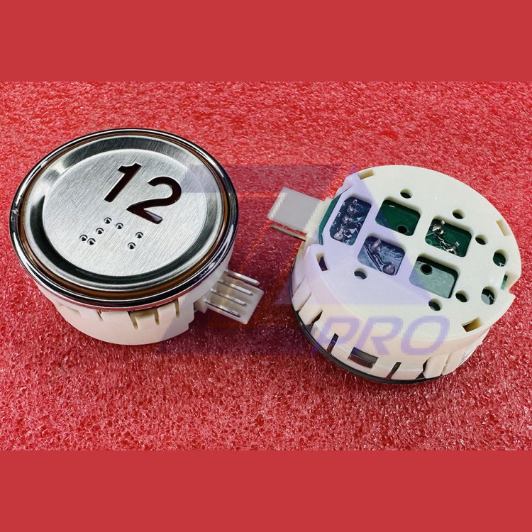 Модуль кнопочный круглый 12 красная подсветка с кодом Брайля AK-29B Sigma